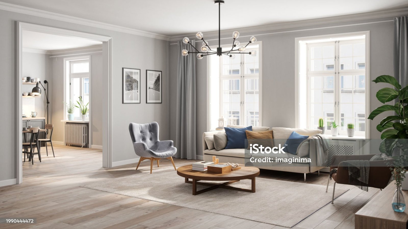 Scandinavian style living room interior.